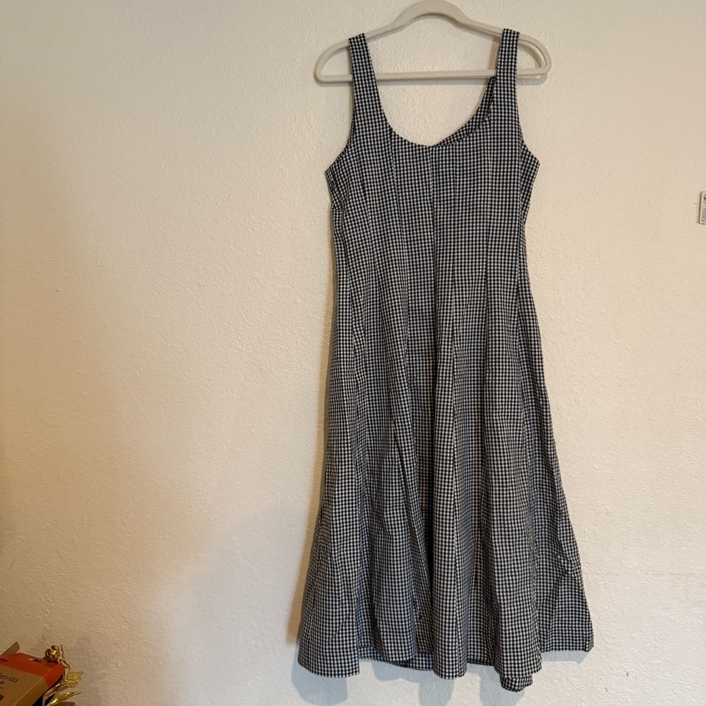 Women's Corset Midi A-Line Dress - A New Day™ Black Gingham 2: Cotton Rayon Blen - Picture 10 of 12